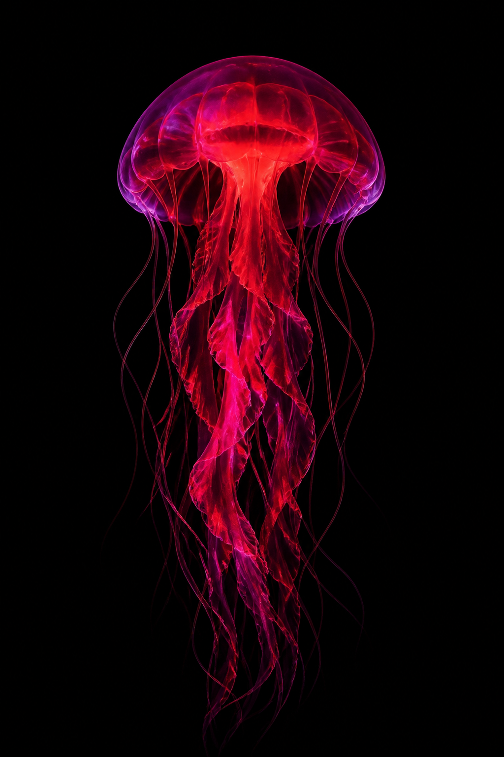 Glowing red jellyfish representing intelligent growth